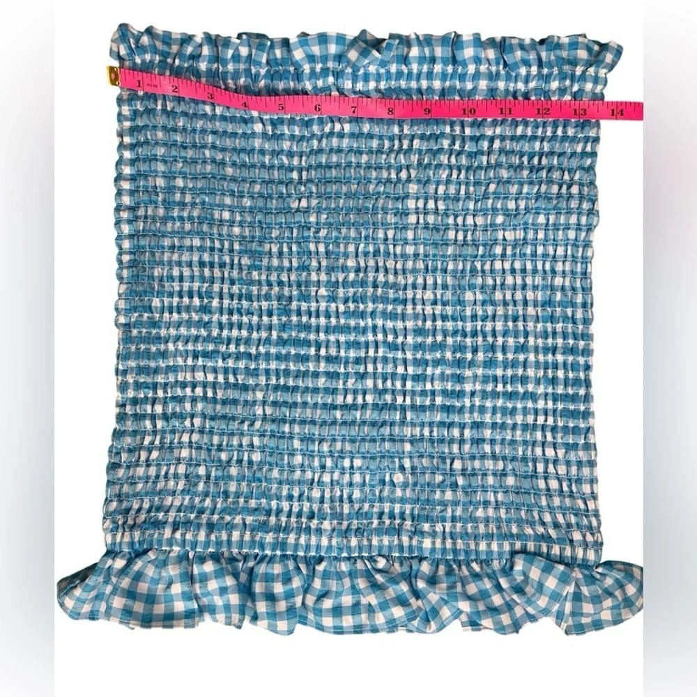 BCBGeneration Smocked Top & Pull on Mini Skirt in Blue Gingham Size M - Picture 8 of 10